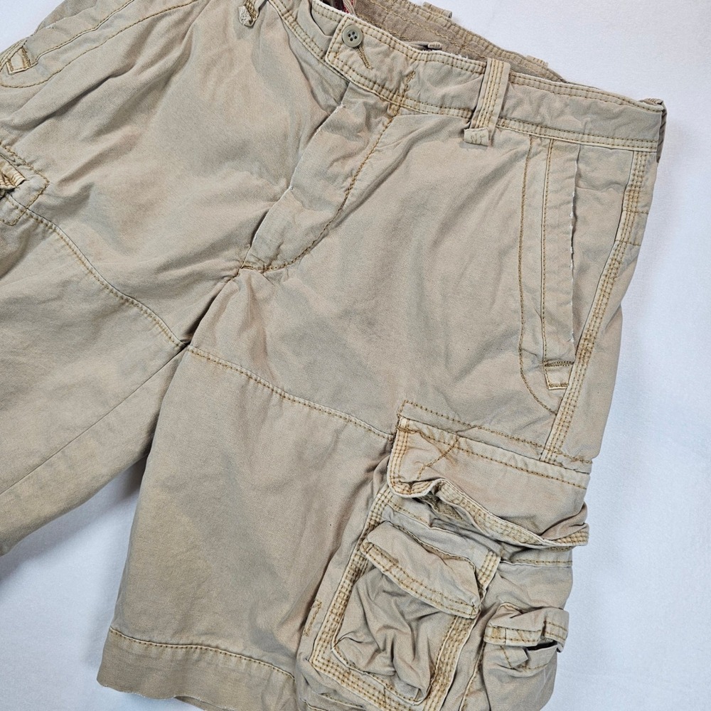 Polo Ralph Lauren Mens‎ Khaki Cargo Shorts Size 35 Cotton Twill Outdoor Casual